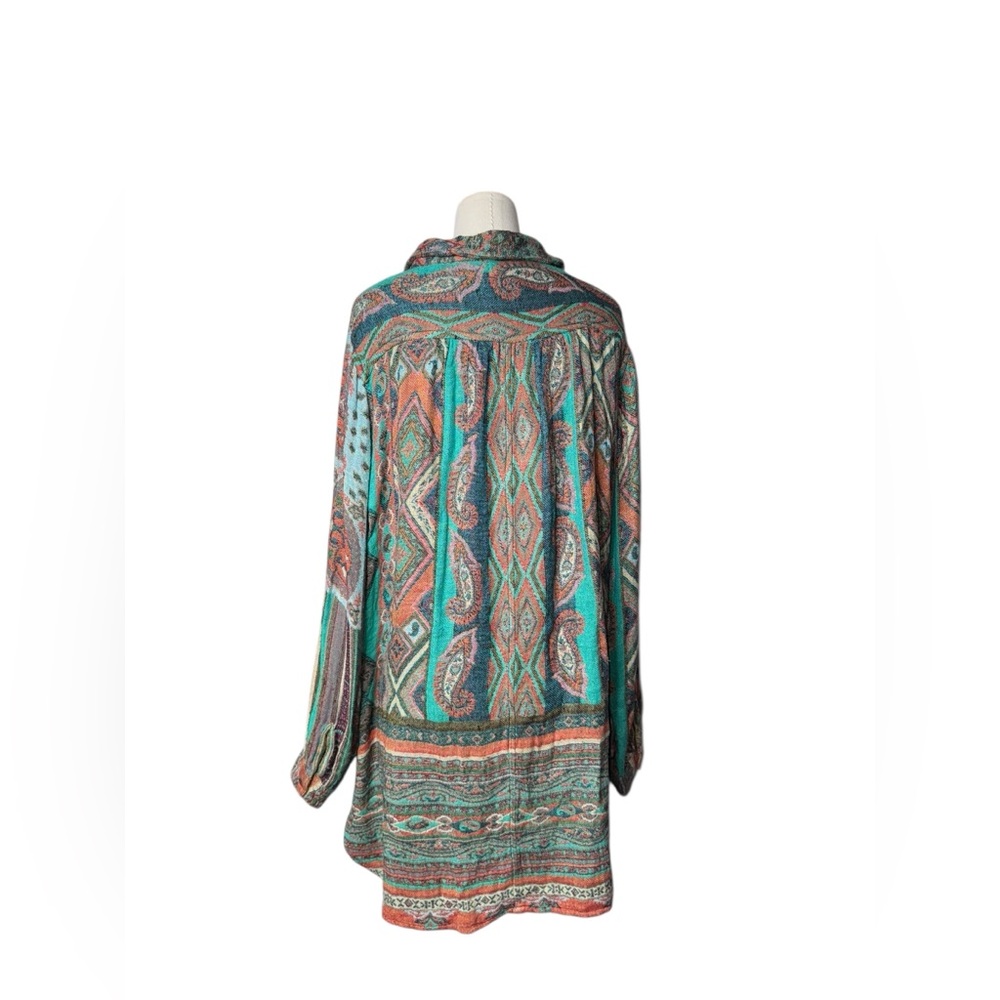 ANU Boho Embroidered Tunic Blouse – Multicolor Paisley Floral Print – Bohemian - Picture 5 of 5